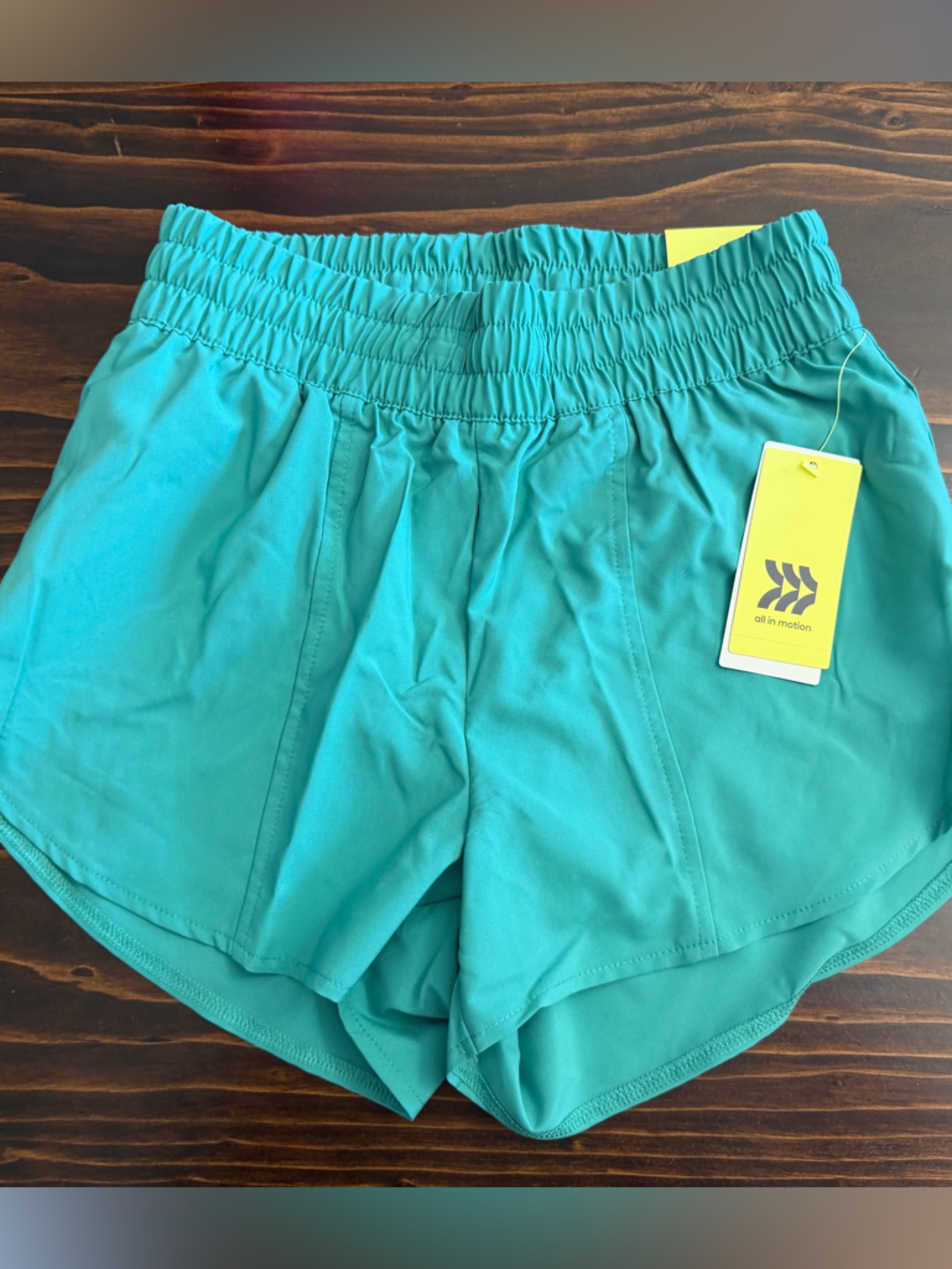 All In Motion Women's Woven Mid-Rise Run Shorts 3” Teal Nwt Xs